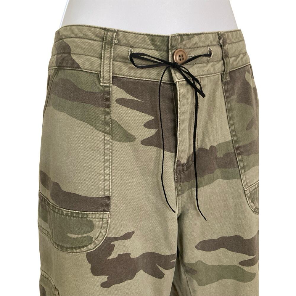 Vintage Y2k PB Basics Cotton Camo Low Rise Crop Cargo Capris Long Shorts Size M - Picture 7 of 8